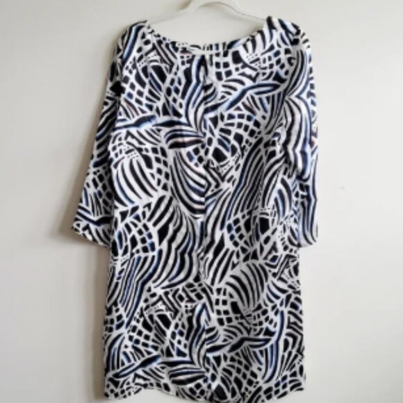 Lilli Sucre 100% Silk Knee Length Shift 3/4 Sleeve Print Dress - Picture 5 of 5